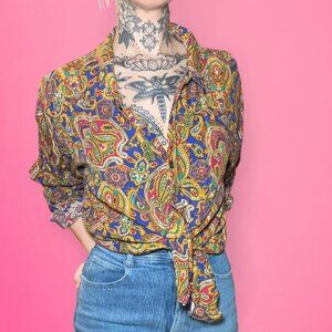 Vintage 80s 90s Liz Claiborne men’s button up paisley shirt